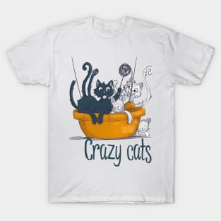 Cats playing with balls of yarn Funny T-shirt 2-09 T-Shirt